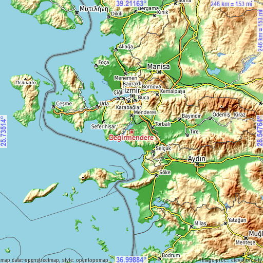 Topographic map of Değirmendere