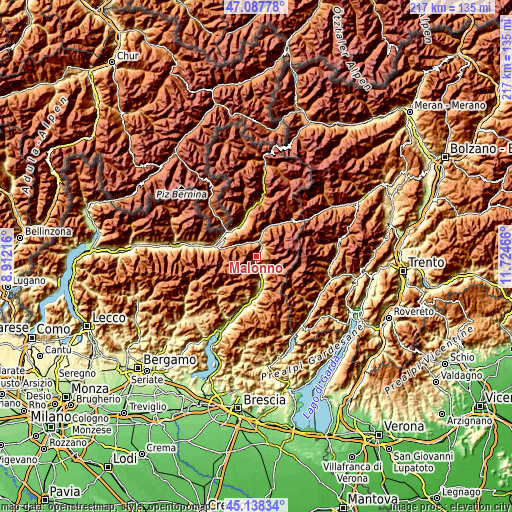 Topographic map of Malonno