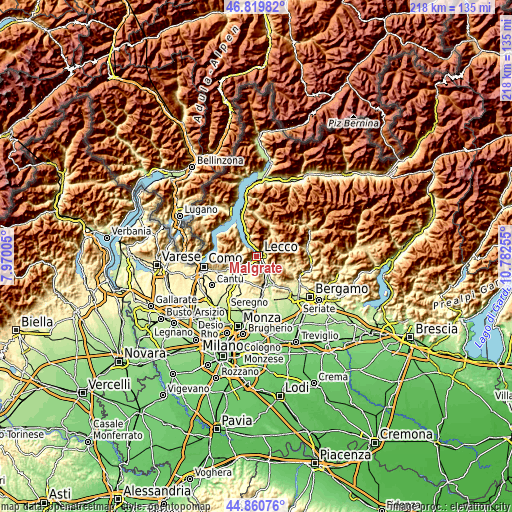 Topographic map of Malgrate