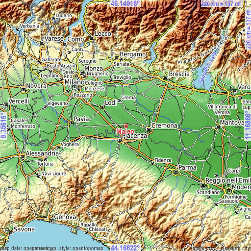 Topographic map of Maleo