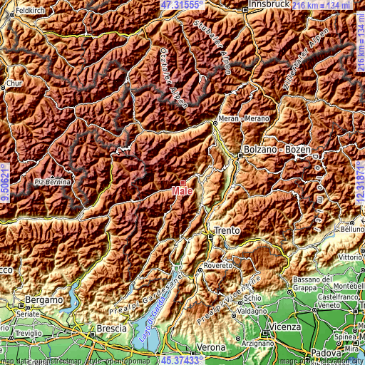 Topographic map of Malè