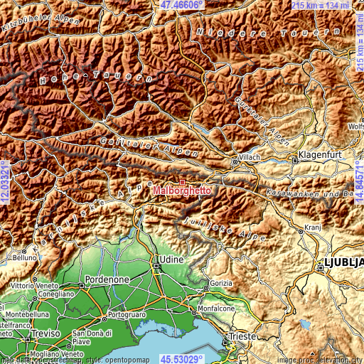 Topographic map of Malborghetto