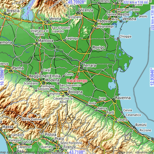 Topographic map of Malalbergo