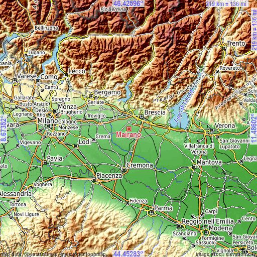 Topographic map of Mairano