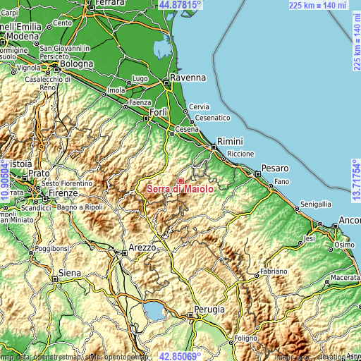 Topographic map of Serra di Maiolo