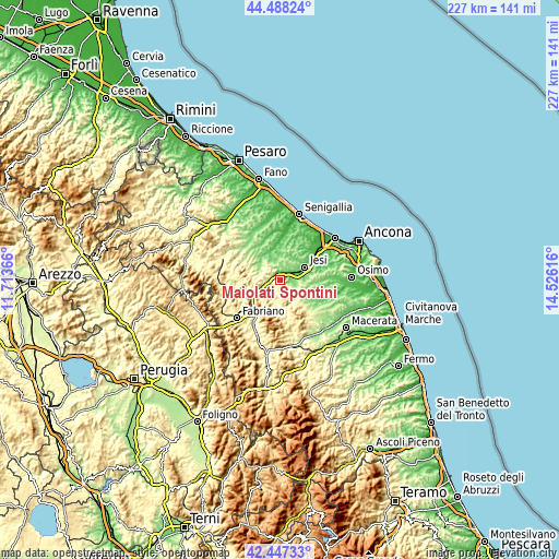 Topographic map of Maiolati Spontini