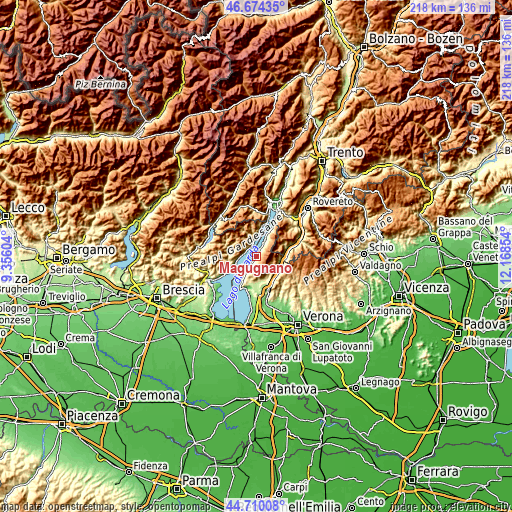 Topographic map of Magugnano