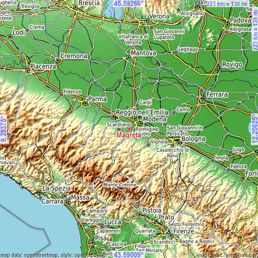 Topographic map of Magreta