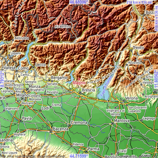 Topographic map of Magno