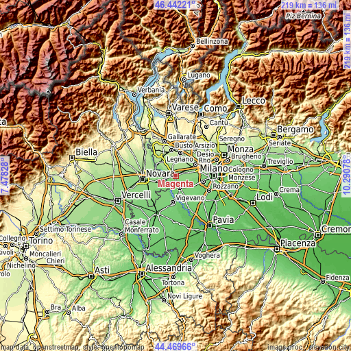 Topographic map of Magenta