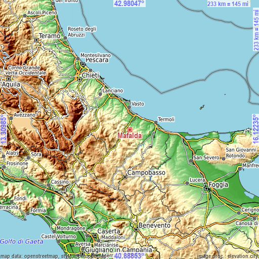 Topographic map of Mafalda