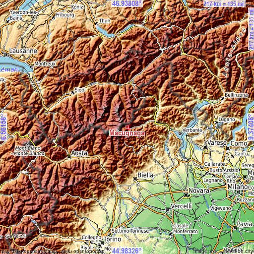 Topographic map of Macugnaga