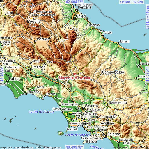 Topographic map of Macchia d'Isernia