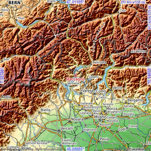 Topographic map of Maccagno