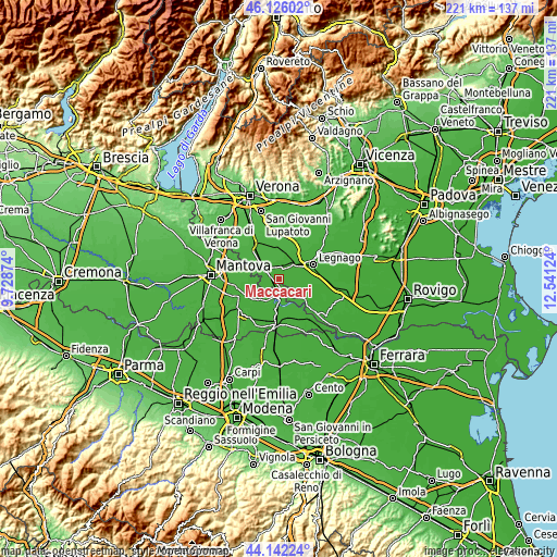 Topographic map of Maccacari