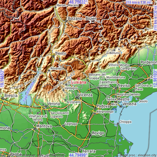 Topographic map of Lusiana