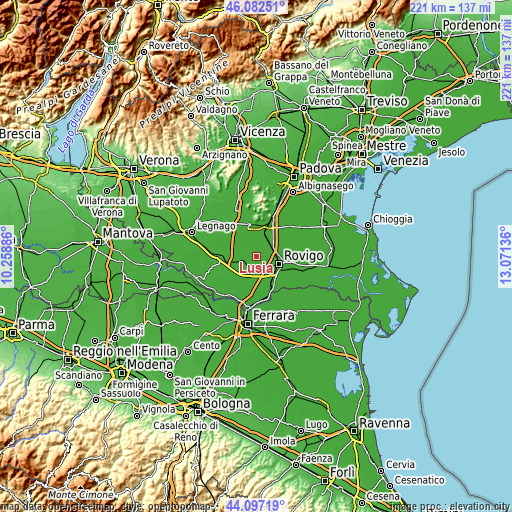 Topographic map of Lusia