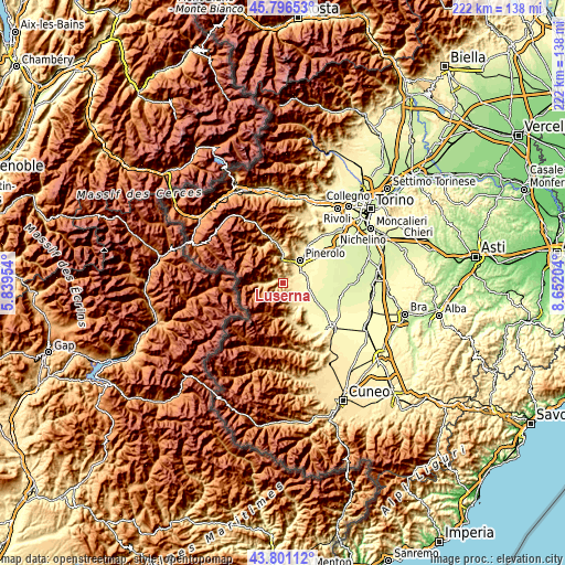 Topographic map of Luserna