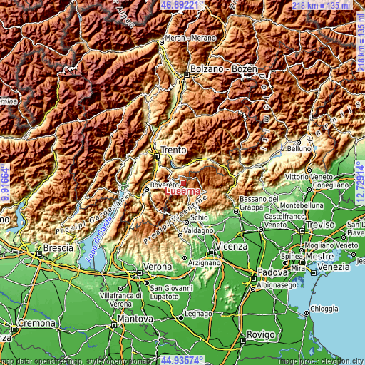 Topographic map of Luserna