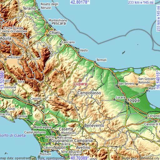 Topographic map of Lupara