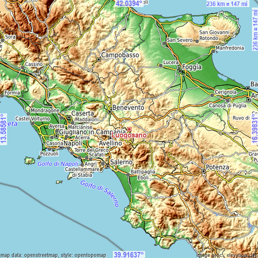 Topographic map of Luogosano