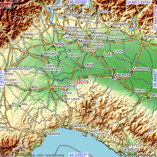 Topographic map of Lungavilla