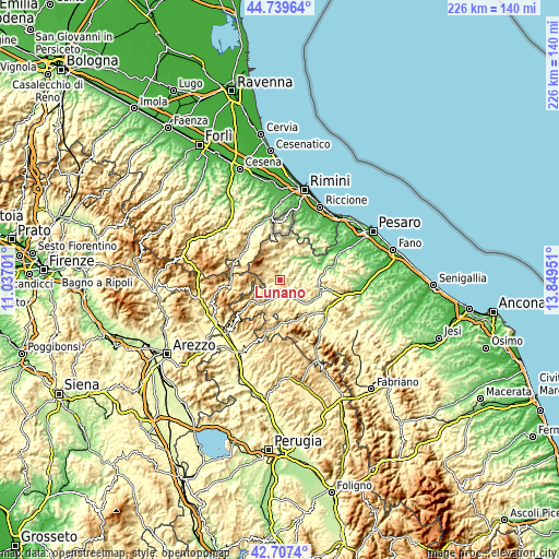 Topographic map of Lunano