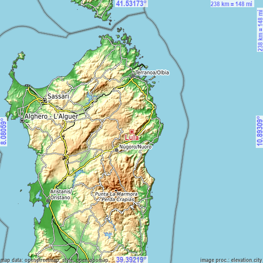 Topographic map of Lula