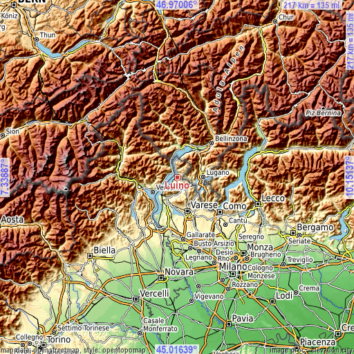 Topographic map of Luino