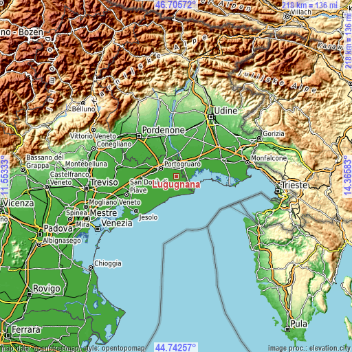 Topographic map of Lugugnana