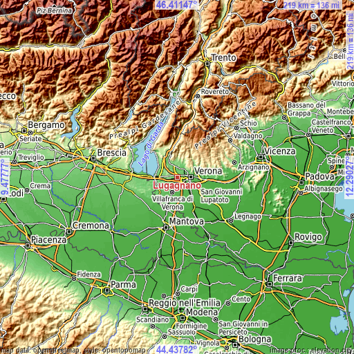 Topographic map of Lugagnano