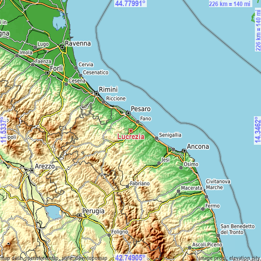 Topographic map of Lucrezia