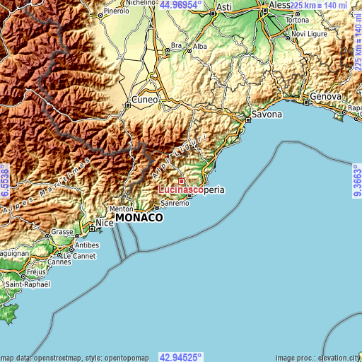 Topographic map of Lucinasco