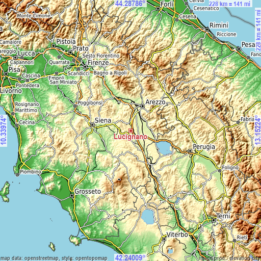 Topographic map of Lucignano