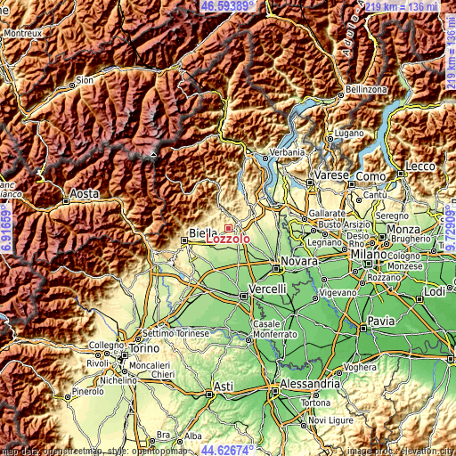 Topographic map of Lozzolo