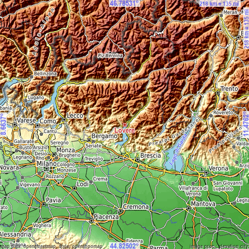 Topographic map of Lovere