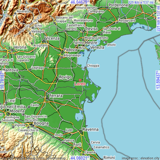 Topographic map of Loreo