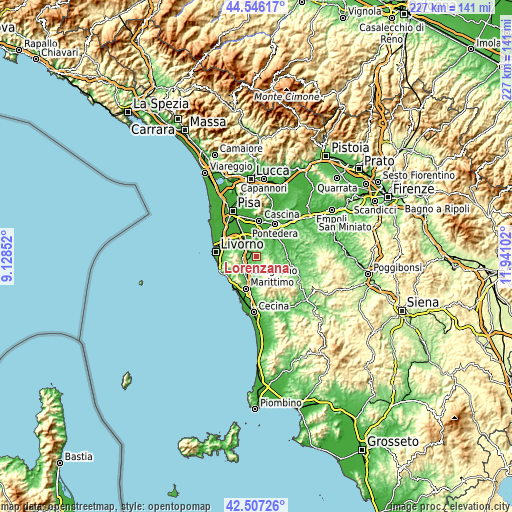Topographic map of Lorenzana