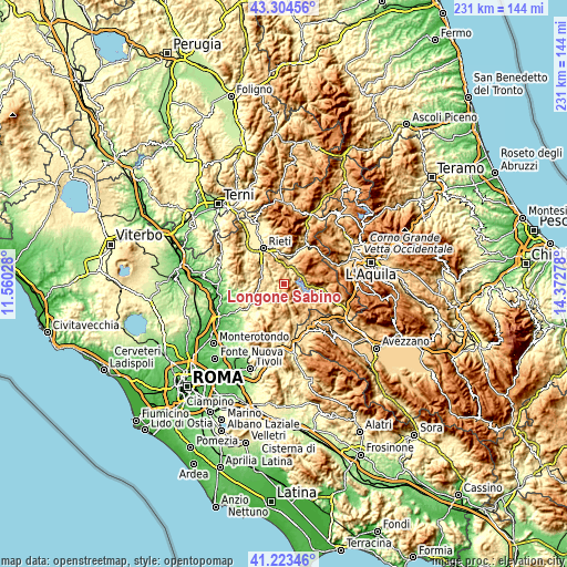 Topographic map of Longone Sabino