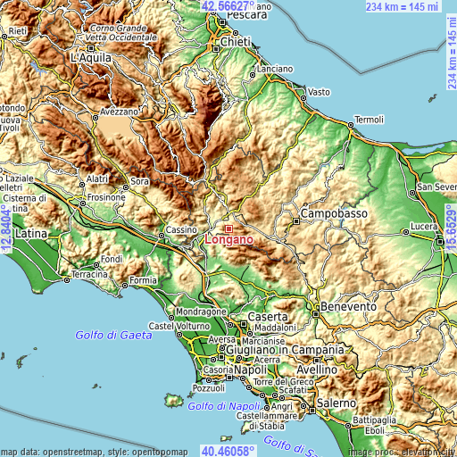 Topographic map of Longano