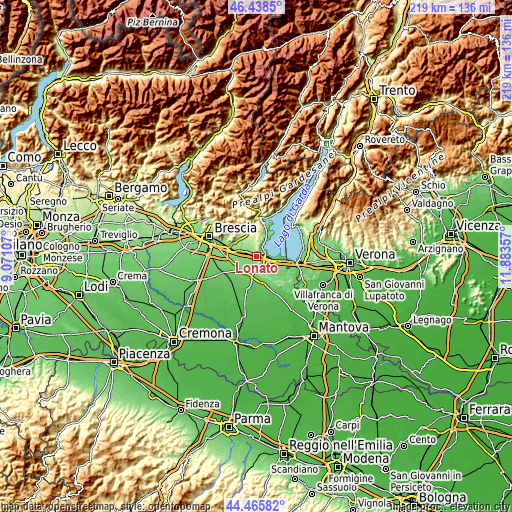 Topographic map of Lonato