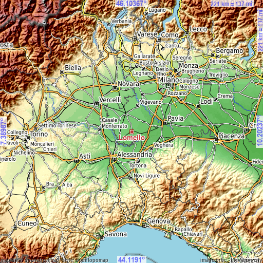 Topographic map of Lomello