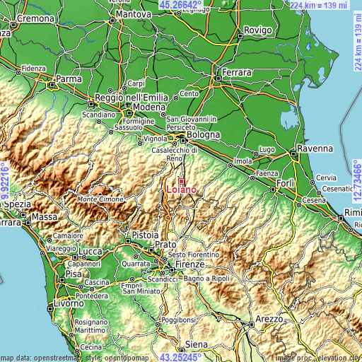 Topographic map of Loiano