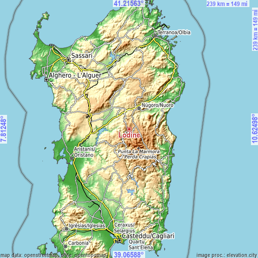 Topographic map of Lodine