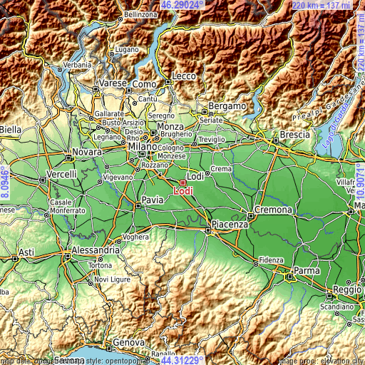 Topographic map of Lodi