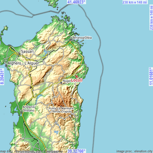 Topographic map of Loculi