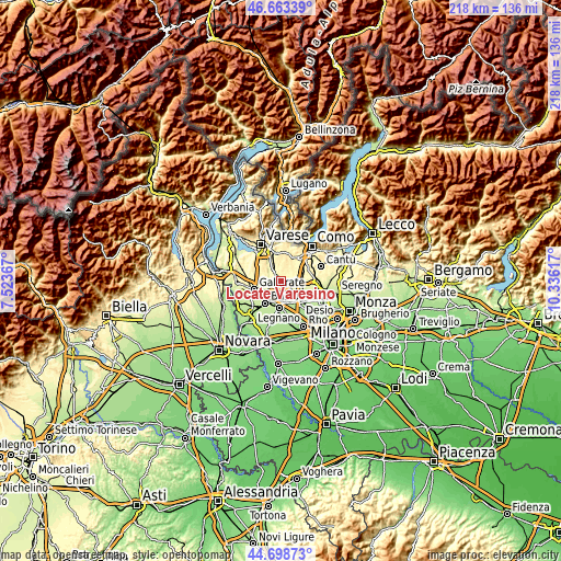 Topographic map of Locate Varesino