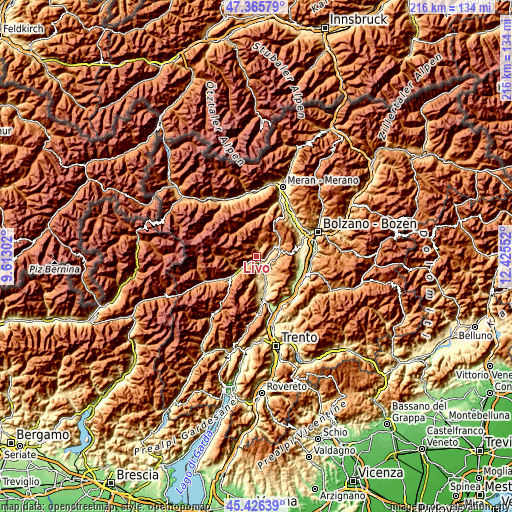 Topographic map of Livo