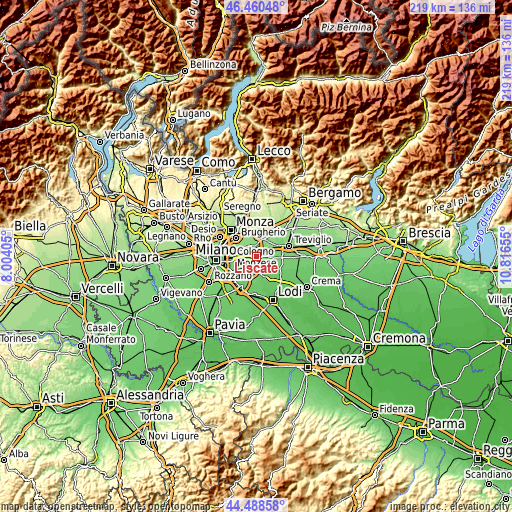 Topographic map of Liscate