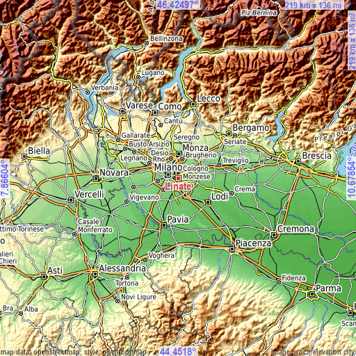 Topographic map of Linate